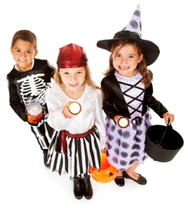 group-of-trick-or-treaters-with-flashlights